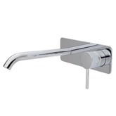 Kaya Basin/Bath Wall Fienza Mixer Set Soft Square Plates 200mm Outlet - Chrome/Chrome